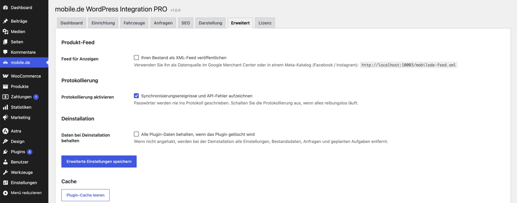 mobile.de WordPress Plugin: Produkt-Feed für Google Merchant Center und Meta-Katalog